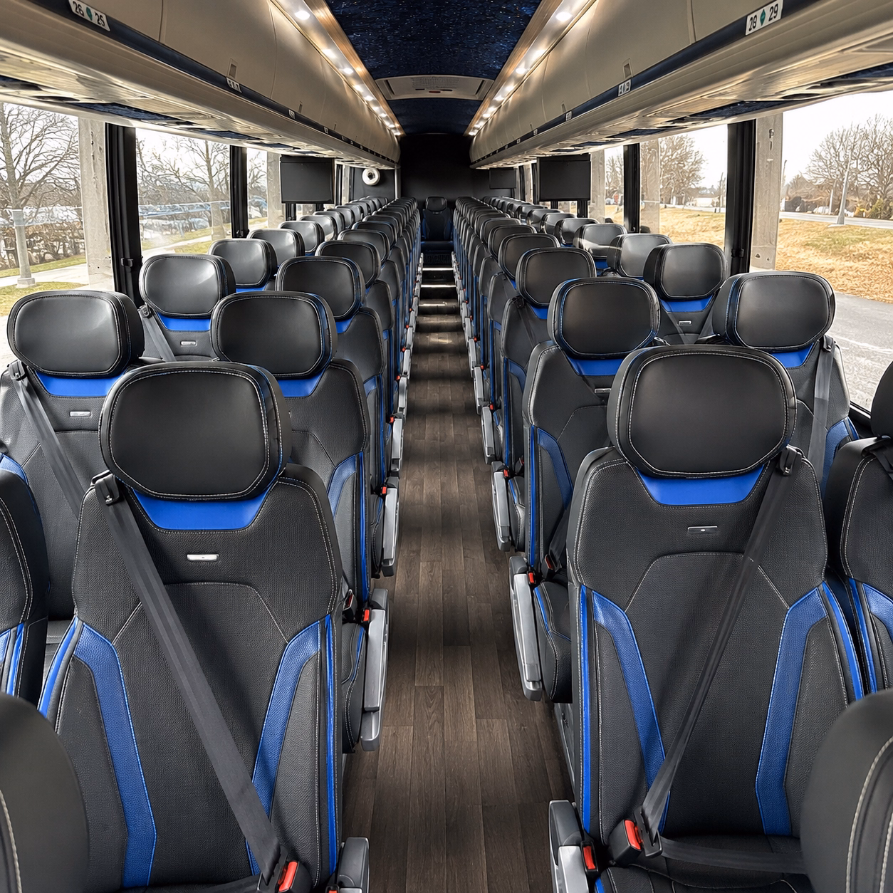 56 passenger charter bus interior